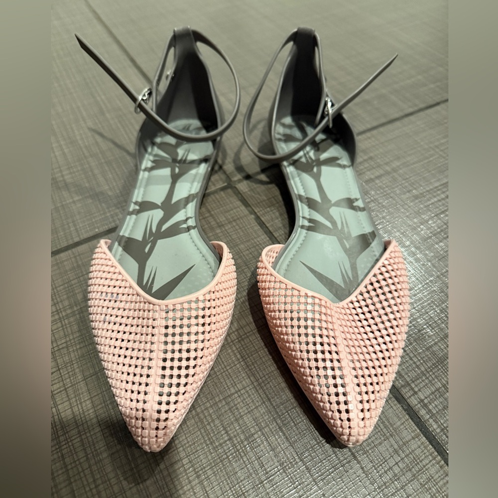 Melissa Pink & Gray Women's Ankle Strap Flats